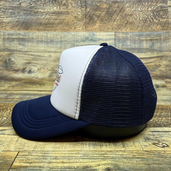 A League Of Their Own Unisex Trucker Hat Navy Rockford Peaches Illinois Ball Cap - Picture 4 of 5